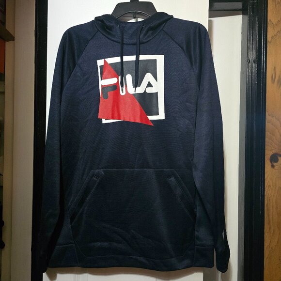 Fila Men's Fleece Navy Blue Hoodie Size Medium - Picture 1 of 8
